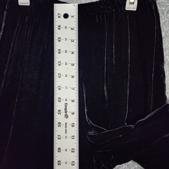 Vintage EILEEN FISHER Black Silk Blend Elastic Pull On Velvet Pants SIZE 1 - Picture 5 of 12